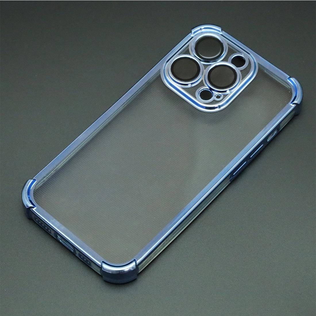 Чехол накладка для APPLE iPhone 14 Pro, силикон, защита камеры, цвет окантовки синий Чехол накладка для APPLE iPhone 14 Pro, силикон, защита камеры, цвет окантовки синий