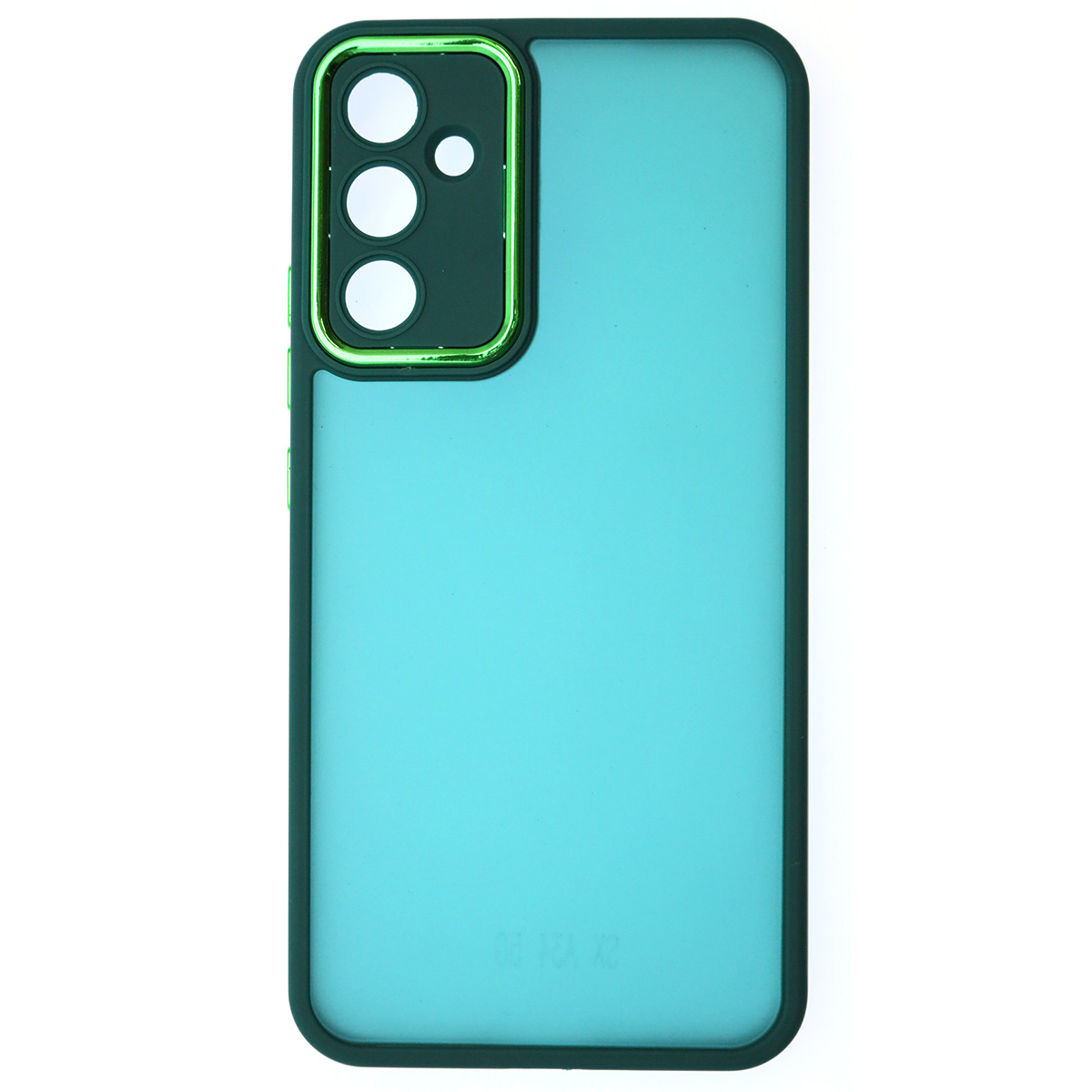 Чехол накладка KING для SAMSUNG Galaxy A34 5G, силикон, пластик, защита камеры, цвет окантовки темно зеленый