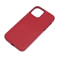Чехол накладка Leather Case с поддержкой MagSafe для APPLE iPhone 12 Pro, силикон, бархат, экокожа, цвет малиновый Чехол накладка Leather Case с поддержкой MagSafe для APPLE iPhone 12 Pro, силикон, бархат, экокожа, цвет малиновый