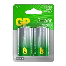 Батарейка GP Super G-TECH LR20 D BL2 Alkaline 1.5V Батарейка GP Super G-TECH LR20 D BL2 Alkaline 1.5V