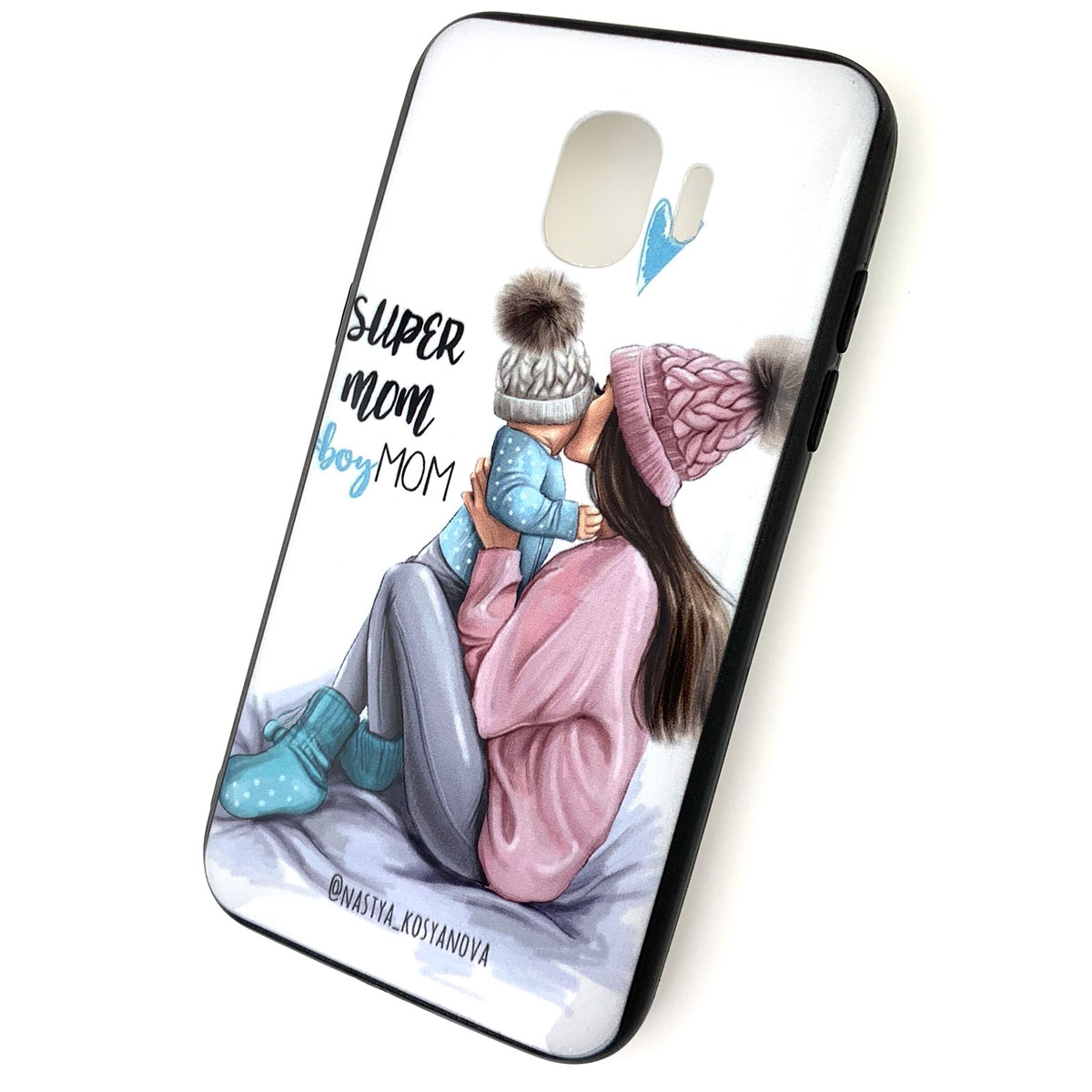 Чехол накладка для SAMSUNG Galaxy J2 Pro (SM-J250), силикон, рисунок super MOM boy MOM.