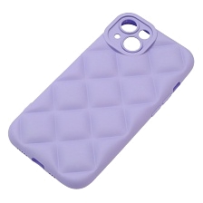 Чехол накладка для APPLE iPhone 14 (6.1"), силикон, 3D ромб, цвет сиреневый