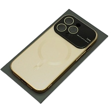 Чехол накладка AUTO FOCUS с поддержкой MagSafe для APPLE iPhone 14 Pro (6.1"), силикон, стекло, защита камеры, цвет золотистый