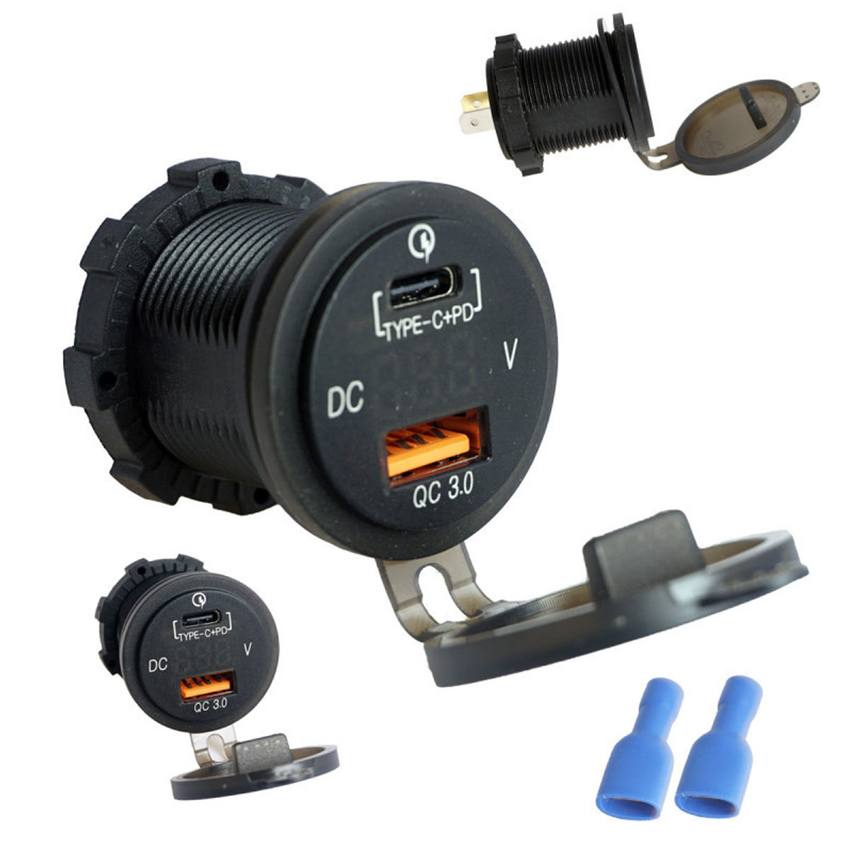 УАЗУ (Универсальное автомобильное зарядное устройство) GH-DS56, врезное в прикуриватель, 1 USB, 1 USB Type C, QC3.0, цвет черный