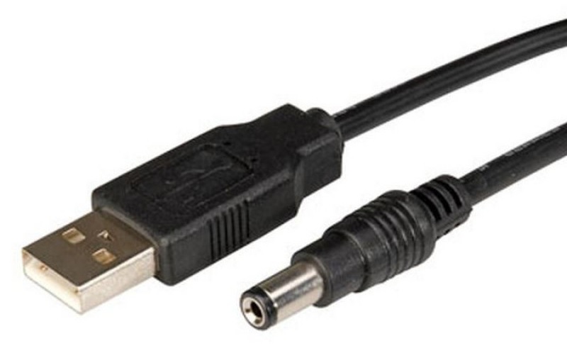 Кабель USB A "штекер" - DC 5.5x2.1мм "штекер" 1.0 метр.