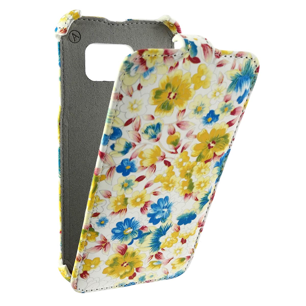Чехол книжка Армор для SAMSUNG Galaxy S6 Edge (SM-G925), экокожа, цвет белый с цветочками