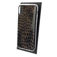 Чехол накладка для APPLE iPhone X, iPhone XS, силикон, глянцевый, рисунок Коричневая кожа