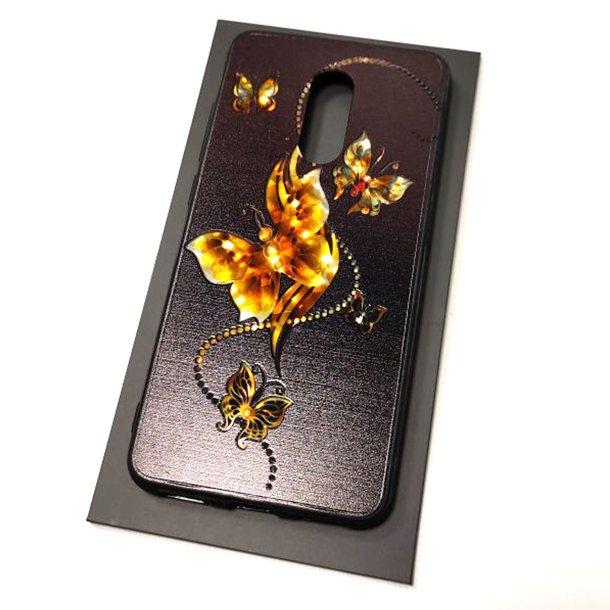 Чехол накладка для XIAOMI Redmi 5, силикон, рисунок золотые бабочки