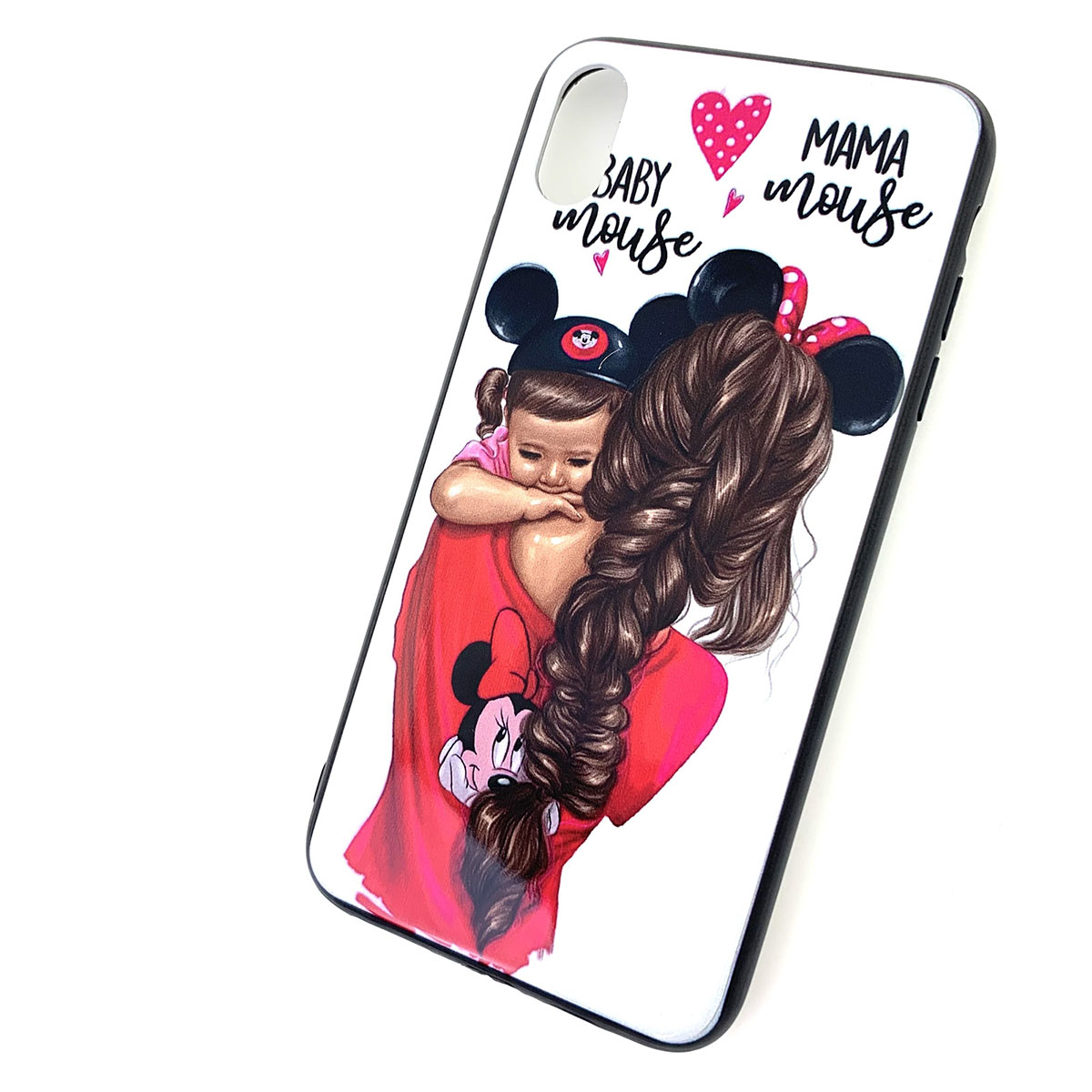 Чехол накладка для APPLE iPhone XS MAX, силикон, рисунок MAMA mouse BABY.