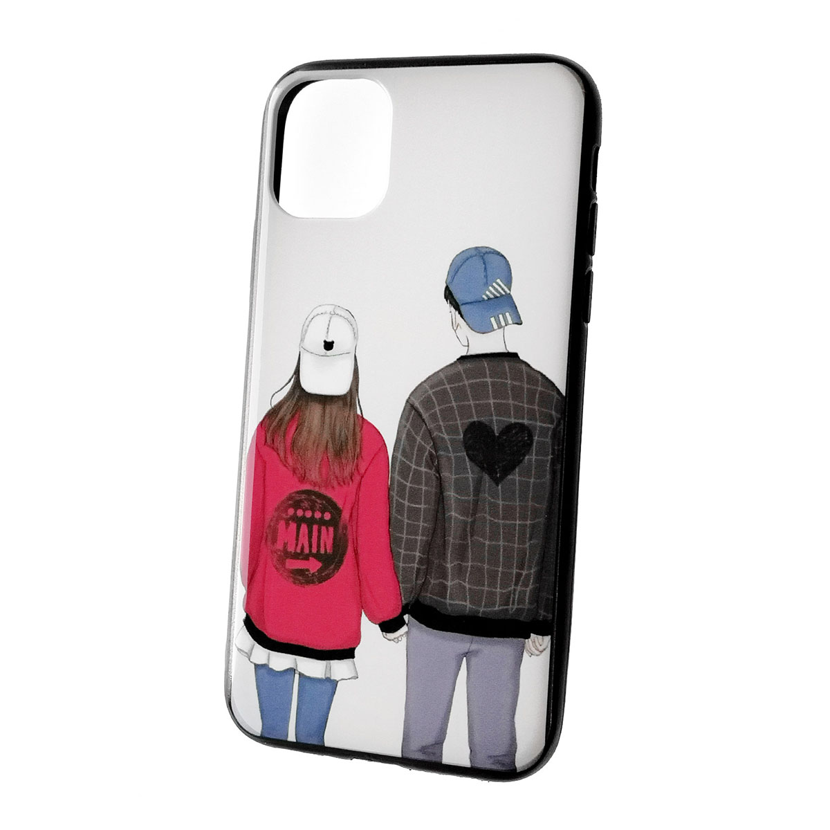 Чехол накладка для APPLE iPhone 11, силикон, рисунок Девушка и парень.