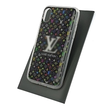 Чехол накладка для APPLE iPhone X, силикон, блестки, рисунок LOUIS VUITTON.