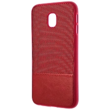 Чехол накладка для SAMSUNG Galaxy J3 2017 (SM-J330), силикон, под кожу, цвет красный