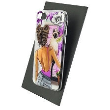 Чехол накладка для APPLE iPhone 7, iPhone 8, iPhone SE 2020, силикон, блестки, глянцевый, рисунок MEOW