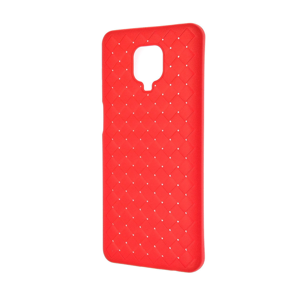 Чехол накладка для XIAOMI Redmi Note 9 Pro, Redmi Note 9S, силикон, плетение, цвет красный.
