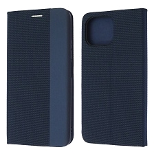 Чехол книжка MESH для XIAOMI MI 11 Lite, текстиль, силикон, бархат, визитница, цвет темно синий