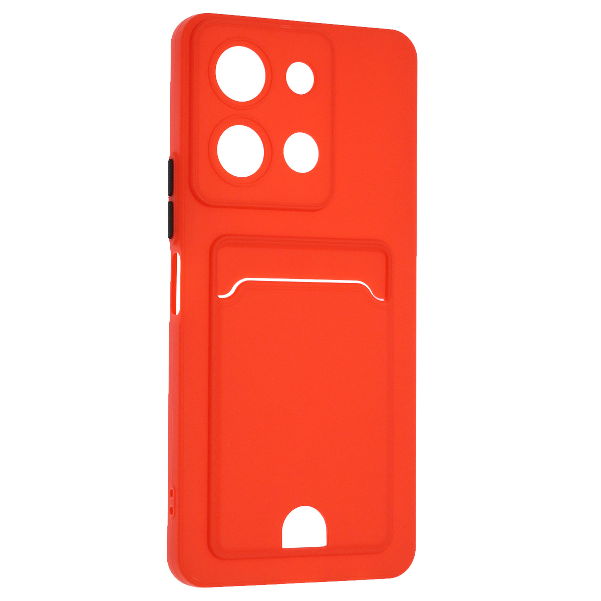 Чехол накладка BUTTON для VIVO Y36, защита камеры, силикон, отдел для карт, цвет красный