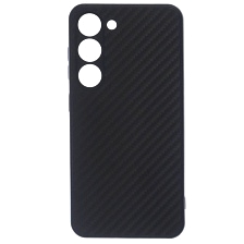 Чехол накладка для SAMSUNG Galaxy S23, силикон, карбон, цвет черный