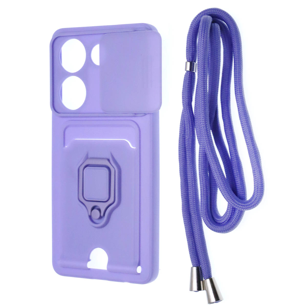 Чехол накладка MULTI FUNCTION 4 в 1 для TECNO Camon 20 4G, TECNO Camon 20 Pro 4G, силикон, цвет сиреневый