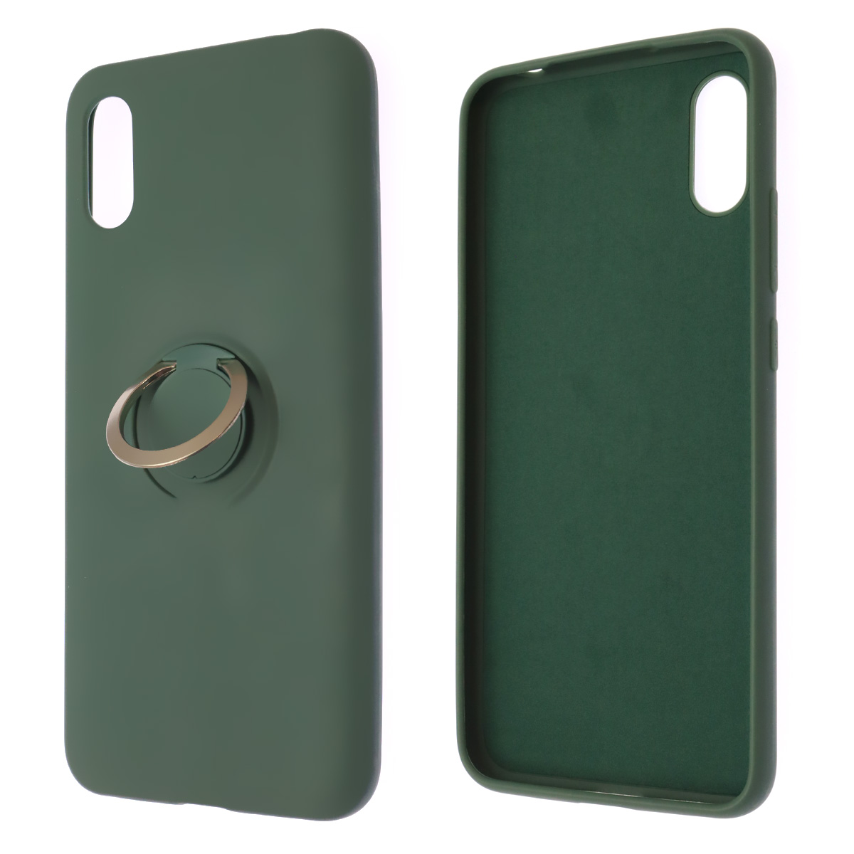 Чехол накладка RING для XIAOMI Redmi 9A, силикон, кольцо держатель, цвет темно зеленый Чехол накладка RING для XIAOMI Redmi 9A, силикон, кольцо держатель, цвет темно зеленый