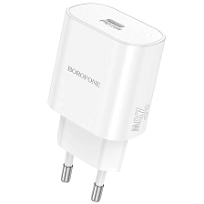 СЗУ (Сетевое зарядное устройство) BOROFONE BA82A, 25W, 1 USB Type C, PD25W, цвет белый