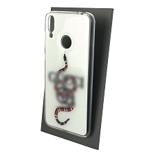 Чехол накладка для HUAWEI Honor 8C, силикон, блестки, рисунок Змея Гуччи