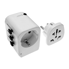 УСЗУ (универсальное сетевое зарядное устройство) / Travel Adapter / переходник TA901D на AUS (Китайскую, Австралийскую), EU (Европейскую), US (Американскую), UK (Английскую) вилку для путешествий с 3 USB портами на 2.4А и выходом Type-C 3.0, цвет белый.