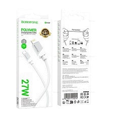 Кабель BOROFONE BX107 Excellent USB Type C на Lightning 8 pin, 27W, длина 1 метр, цвет белый