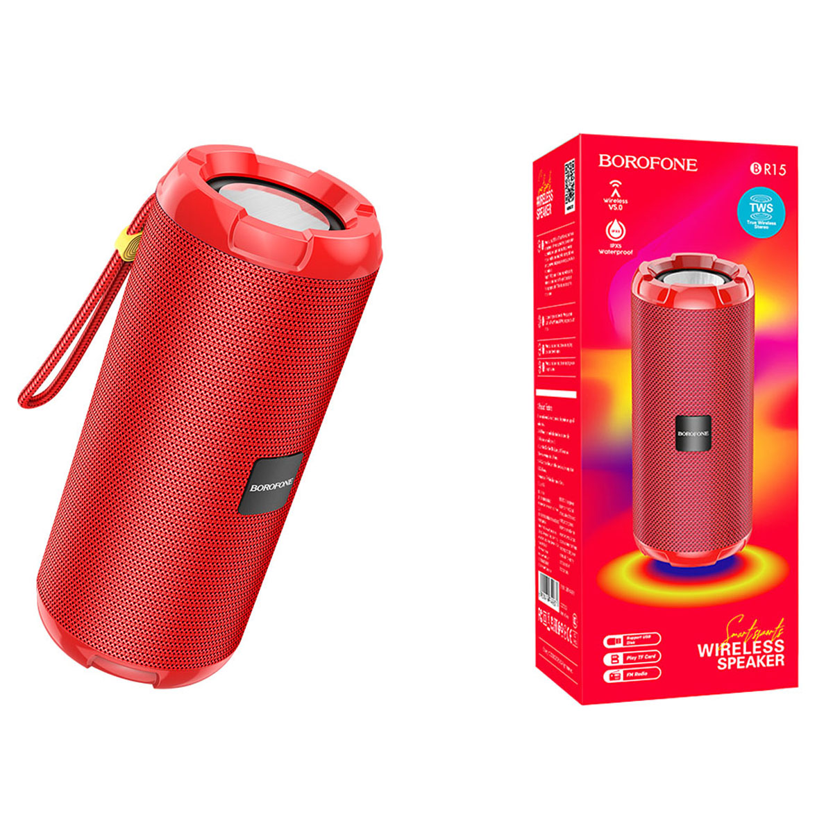 Портативная колонка BOROFONE BR15 Smart sports, цвет красный (распродажа -40%)