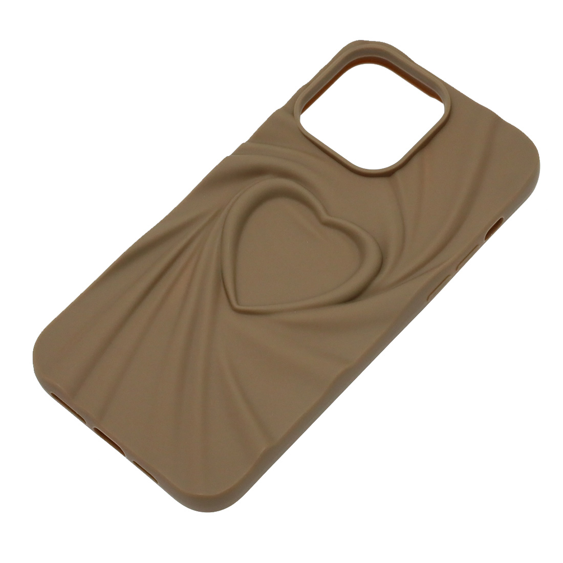 Чехол накладка для APPLE iPhone 14 Pro Max, силикон, 3D сердце, цвет коричневый