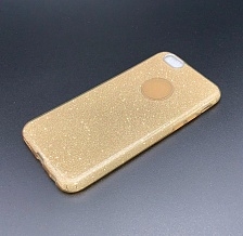 Чехол накладка Shine для APPLE iPhone 6, 6S, силикон, блестки, цвет золотистый.