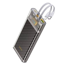 Внешний портативный аккумулятор, HOCO J104 Discovery, 10000 mAh, 22.5W, QC3.0, LED дисплей, встроенный кабель USB Type C, Lightning 8 pin, цвет серый