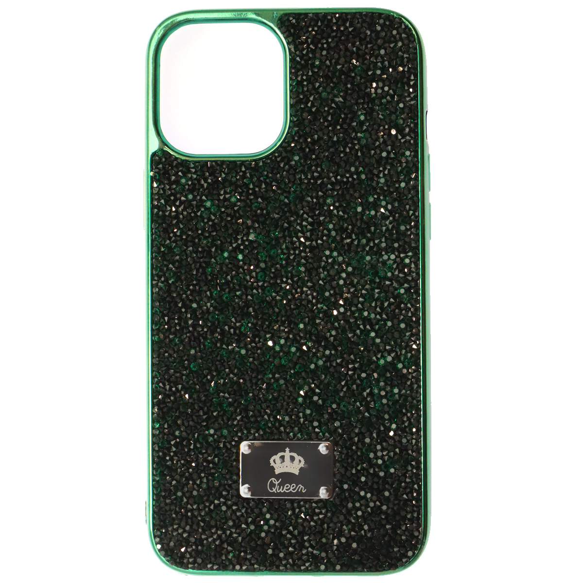 Чехол накладка Queen для APPLE iPhone 12 Pro MAX (6.7"), силикон, стразы, цвет зеленый Чехол накладка Queen для APPLE iPhone 12 Pro MAX (6.7"), силикон, стразы, цвет зеленый