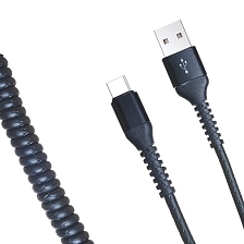 USB Дата-кабель R22 Type-C aka USB-C, витой, силикон, длина 1 метр, 3A, цвет черный