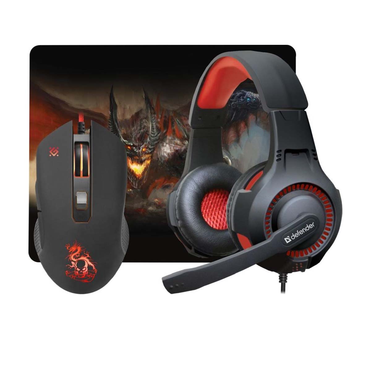 Игровой набор мышь, гарнитура, ковер Defender DEVOURER MHP-006, подсветка, цвет черный (распродажа -30%)