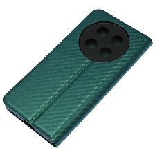 Чехол книжка CHESS для HUAWEI Honor X9c, текстура карбон, визитница, цвет темно зеленый