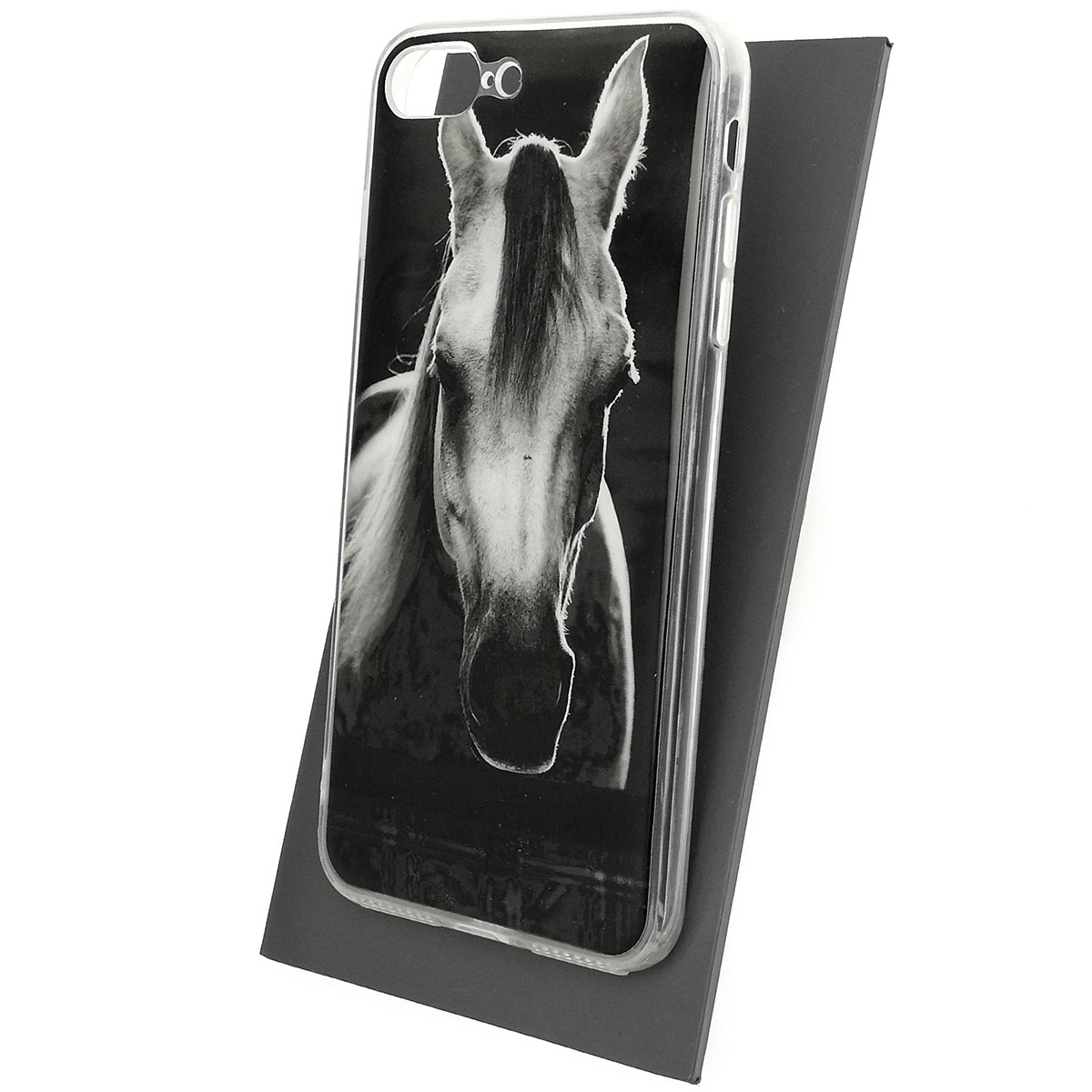 Чехол накладка для APPLE iPhone 7 Plus, iPhone 8 Plus, силикон, глянцевый, рисунок Серый конь