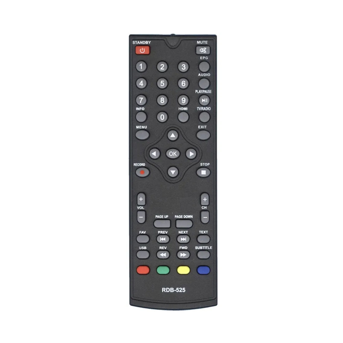 Пульт ДУ HUAYU RDB-525 (HOB1490) для приставки цифрового ТВ ROLSEN, цвет черный