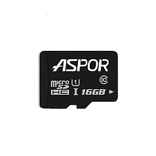 Карта памяти MicroSDHC 16GB ASPOR Class 10 UHS-I, без адаптера, цвет черный