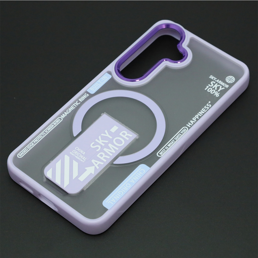 Чехол накладка Sky Armor с поддержкой MagSafe для SAMSUNG Galaxy S24, подставка, матовый, цвет сиреневый Чехол накладка Sky Armor с поддержкой MagSafe для SAMSUNG Galaxy S24, подставка, матовый, цвет сиреневый