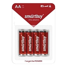 Батарейка SmartBuy LR6, AA, BL4, Alkaline, 1.5V