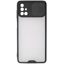 Чехол накладка LIFE TIME для SAMSUNG Galaxy M51 (SM-M515), силикон, пластик, матовый, со шторкой для защиты задней камеры, цвет окантовки черный