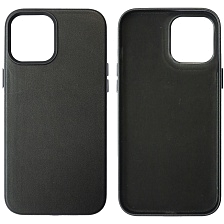 Чехол накладка Leather Case для APPLE iPhone 12 Pro Max, силикон, бархат, экокожа, цвет черный Чехол накладка Leather Case для APPLE iPhone 12 Pro Max, силикон, бархат, экокожа, цвет черный