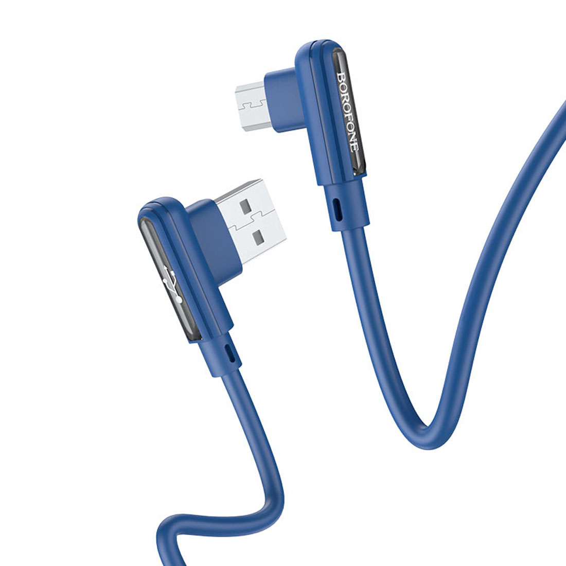 Кабель BOROFONE BX58 Lucky Micro USB, 2.4A, длина 1 метр, угловые коннекторы, цвет синий