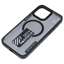 Чехол накладка Sky Armor с поддержкой MagSafe для APPLE iPhone 15 Pro Max, подставка, матовый, цвет черный Чехол накладка Sky Armor с поддержкой MagSafe для APPLE iPhone 15 Pro Max, подставка, матовый, цвет черный