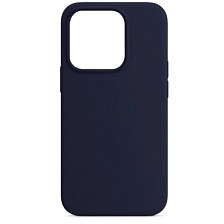 Чехол-накладка Silicone Case для Apple iPhone 14 Pro, L-ogo, бархатная подложка, цвет темно-синий