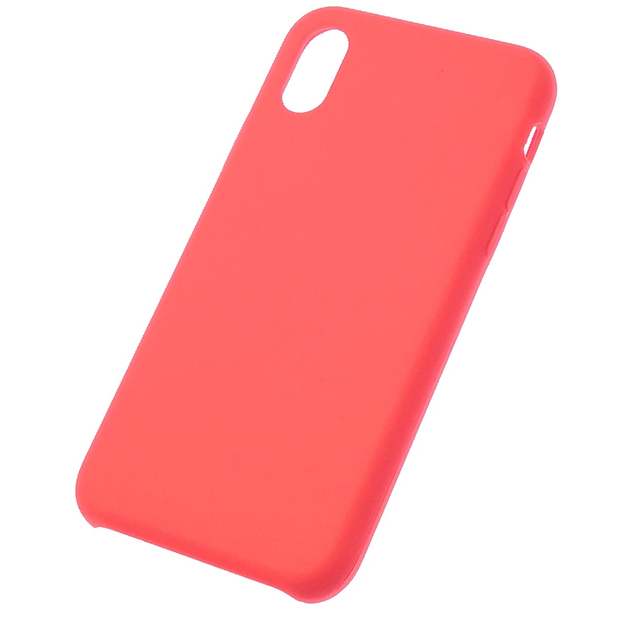 Чехол накладка Silicon Case для APPLE iPhone X, iPhone XS, силикон, бархат, цвет коралловый