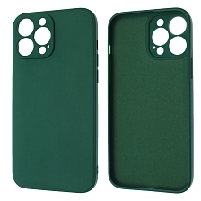 Чехол накладка для APPLE iPhone 13 Pro Max (6.7), силикон, бархат, цвет темно зеленый