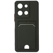 Чехол накладка BUTTON для VIVO Y36, защита камеры, силикон, отдел для карт, цвет черный