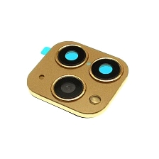 Наклейка на камеру для APPLE iPhone X, iPhone XS имитация APPLE iPhone 11 Pro, стекло, металл, цвет золотистый