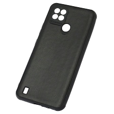 Чехол накладка для Realme C21, силикон, текстура кожи, цвет черный